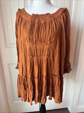 Free People NWT 🩷 Rust Orange Boho Peasant Dress